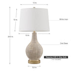 Lampe de table de style farmhouse de 62 cm (24,5 pouces) en beige lavé/doré avec abat-jour en lin blanc (lot de 2) - 62 cm (24,5 pouces) de hauteur