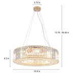 Luminaire à suspension style ferme de 62,5 cm (24,8 po) à 8 lumières, lustre en cristal, lustre tambour pour salle à manger, salon, chambre à coucher, cuisine