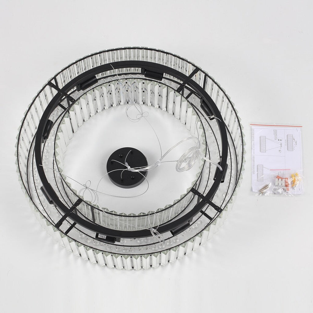 Luminaire à suspension style ferme de 62,5 cm (24,8 po) à 8 lumières, lustre en cristal, lustre tambour pour salle à manger, salon, chambre à coucher, cuisine