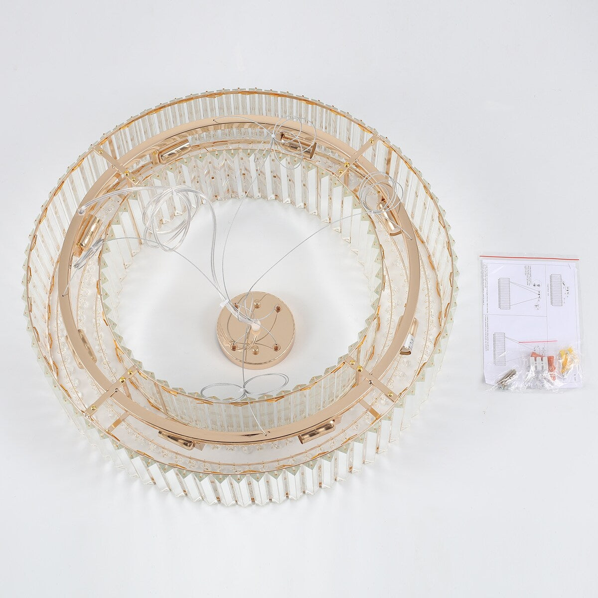 Luminaire à suspension style ferme de 62,5 cm (24,8 po) à 8 lumières, lustre en cristal, lustre tambour pour salle à manger, salon, chambre à coucher, cuisine