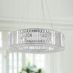 Luminaire à suspension style ferme de 62,5 cm (24,8 po) à 8 lumières, lustre en cristal, lustre tambour pour salle à manger, salon, chambre à coucher, cuisine