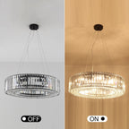 Luminaire à suspension style ferme de 62,5 cm (24,8 po) à 8 lumières, lustre en cristal, lustre tambour pour salle à manger, salon, chambre à coucher, cuisine