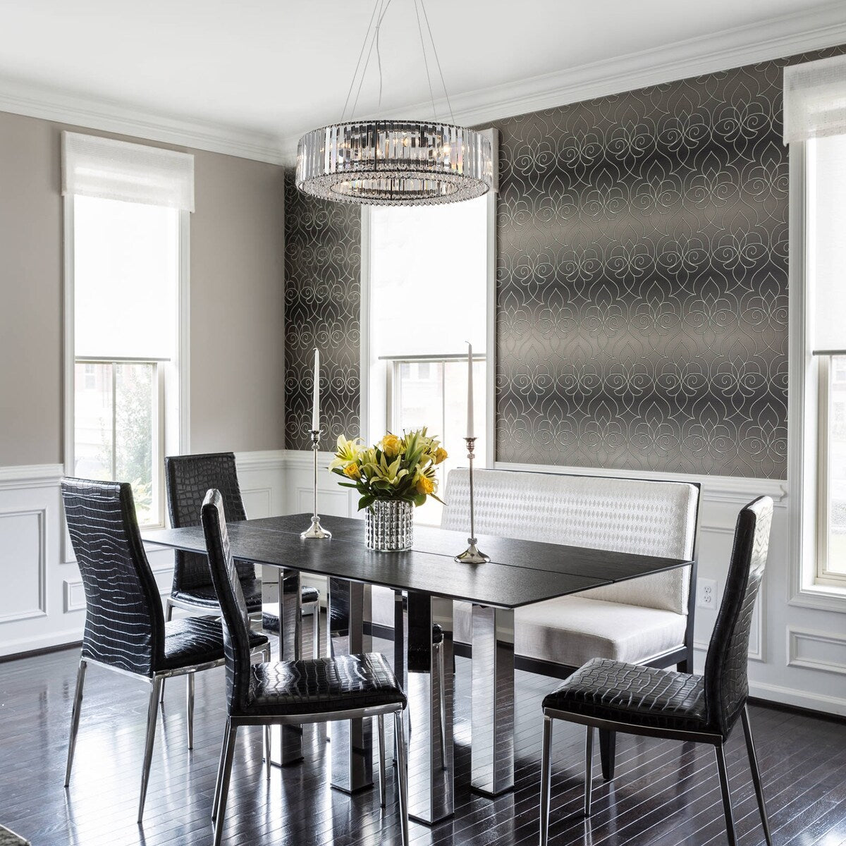 Luminaire à suspension style ferme de 62,5 cm (24,8 po) à 8 lumières, lustre en cristal, lustre tambour pour salle à manger, salon, chambre à coucher, cuisine