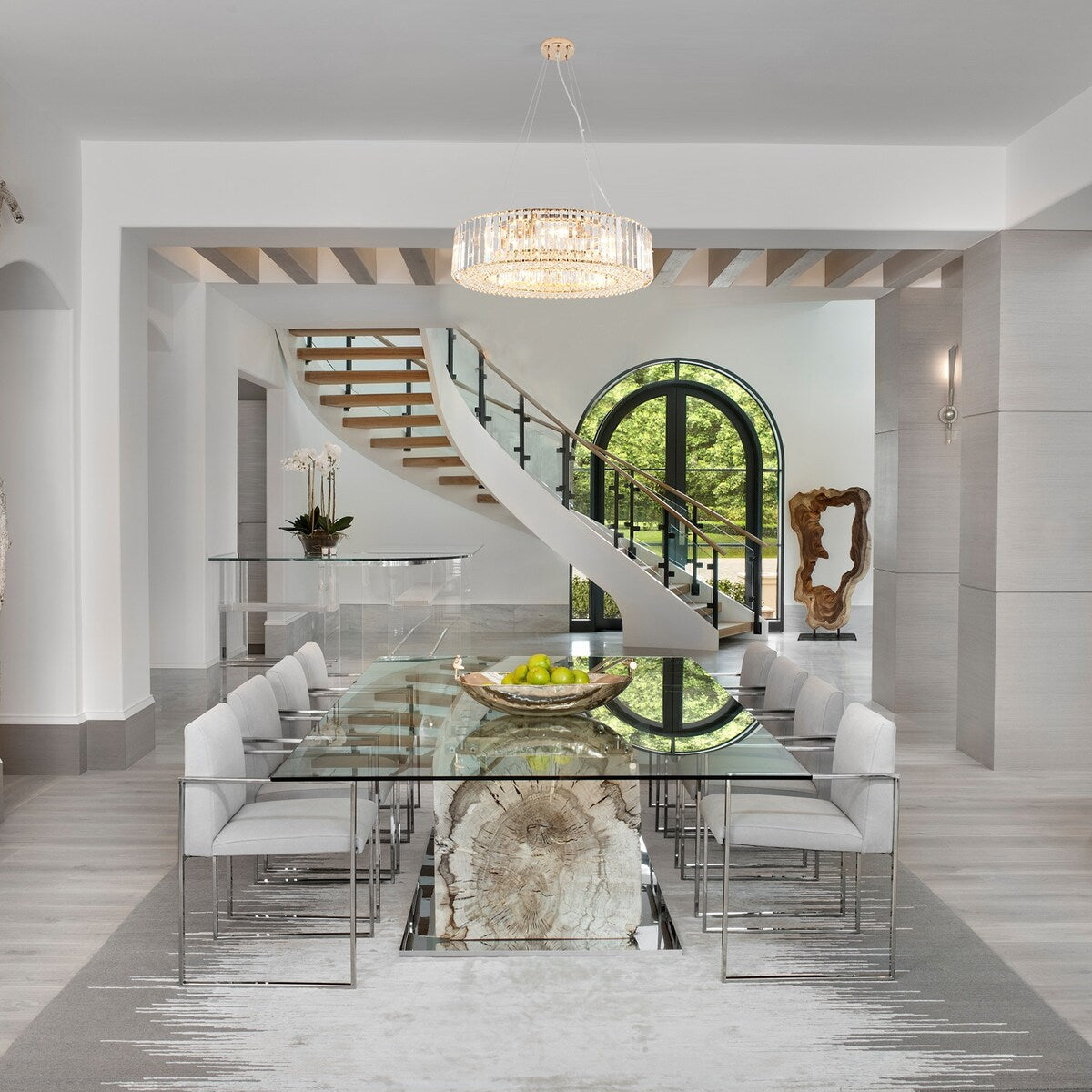 Luminaire à suspension style ferme de 62,5 cm (24,8 po) à 8 lumières, lustre en cristal, lustre tambour pour salle à manger, salon, chambre à coucher, cuisine