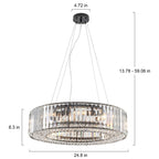 Luminaire à suspension style ferme de 62,5 cm (24,8 po) à 8 lumières, lustre en cristal, lustre tambour pour salle à manger, salon, chambre à coucher, cuisine