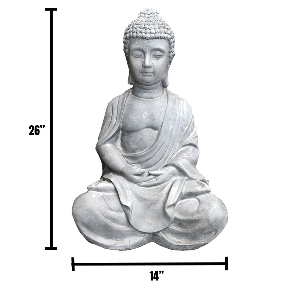 Statue de Bouddha méditant en béton léger de 65 cm (25,6 po)