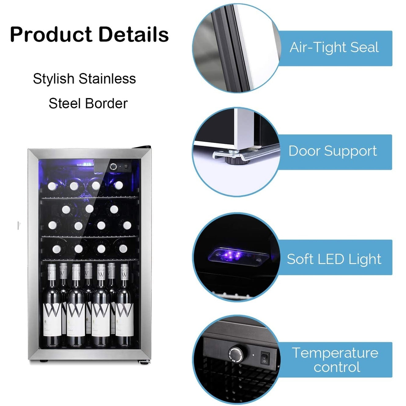 Cave à vin/réfrigérateur à boissons/mini-réfrigérateur pour 26 bouteilles - 44,5 x 49,1 x 79,2 cm