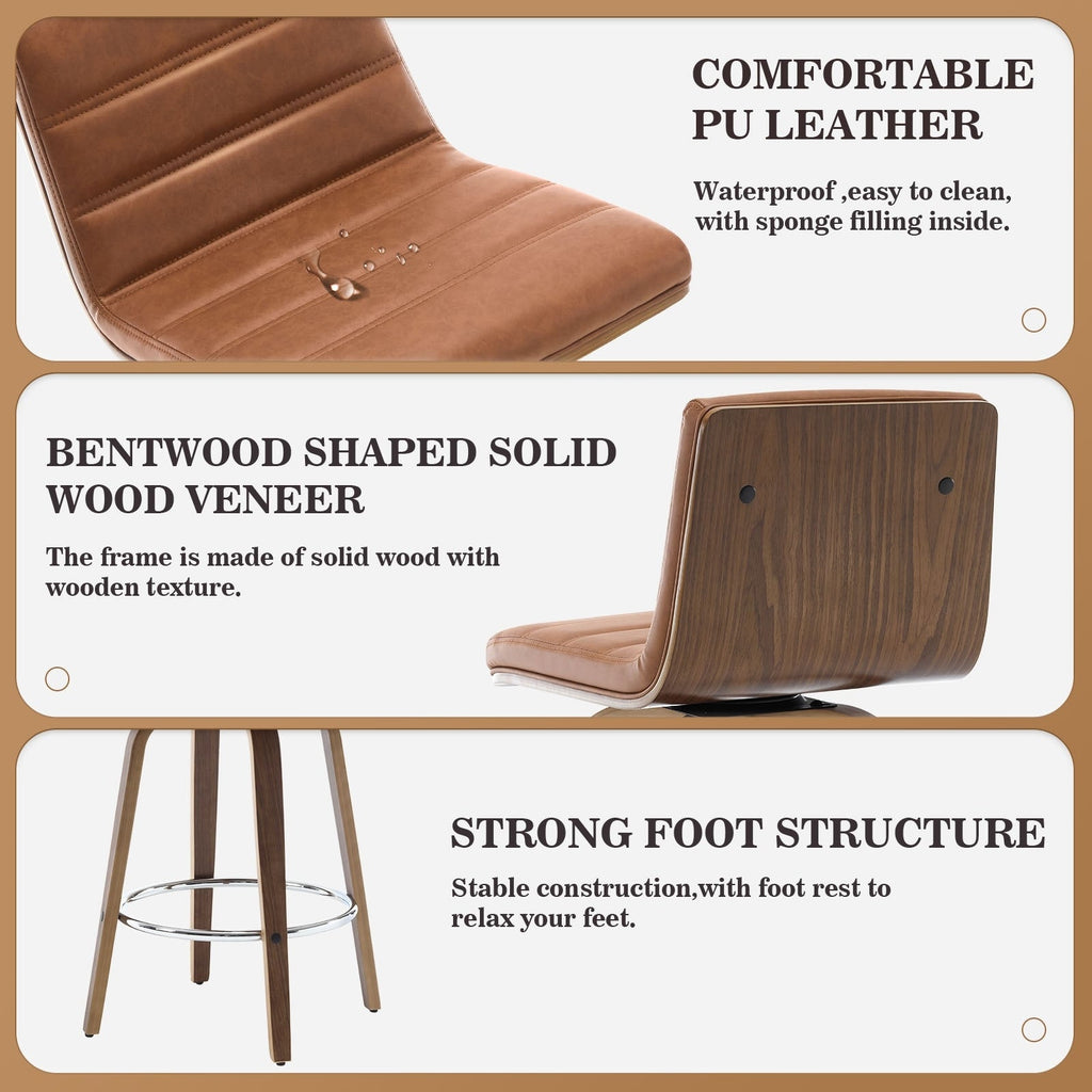 Tabourets de bar/hauts-sièges pivotants en simili cuir 26/29, lot de 2/3