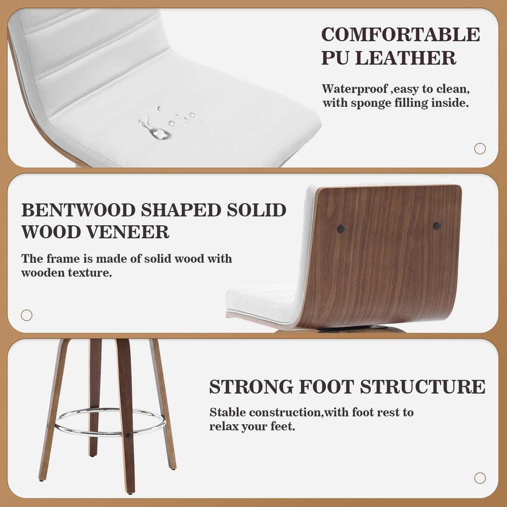 Tabourets de bar/hauts-sièges pivotants en simili cuir 26/29, lot de 2/3