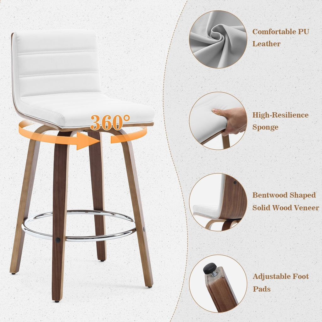 Tabourets de bar/hauts-sièges pivotants en simili cuir 26/29, lot de 2/3