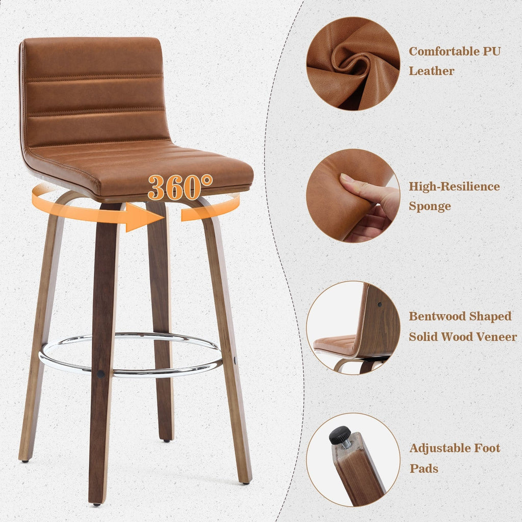 Tabourets de bar/hauts-sièges pivotants en simili cuir 26/29, lot de 2/3