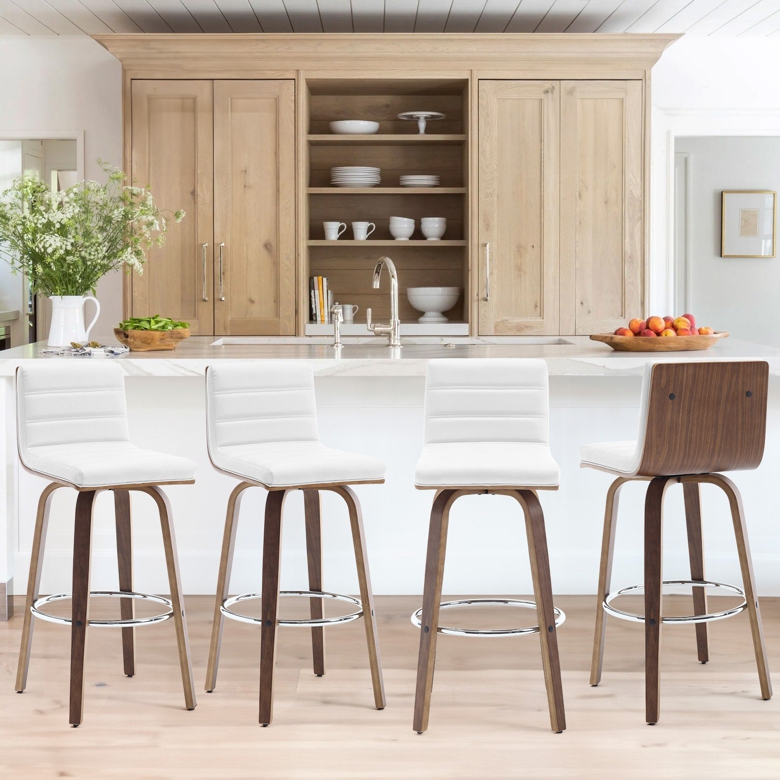 Tabourets de bar/hauts-sièges pivotants en simili cuir 26/29, lot de 2/3