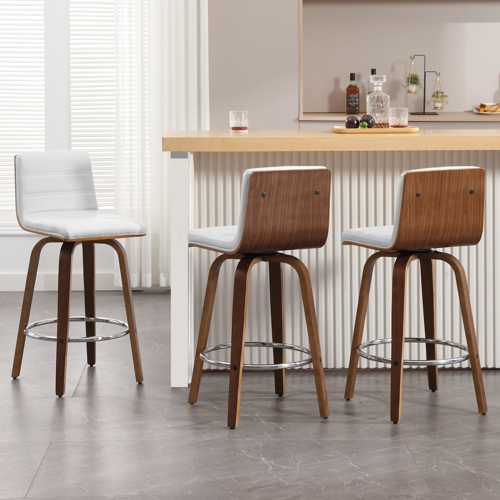 Tabourets de bar/hauts-sièges pivotants en simili cuir 26/29, lot de 2/3