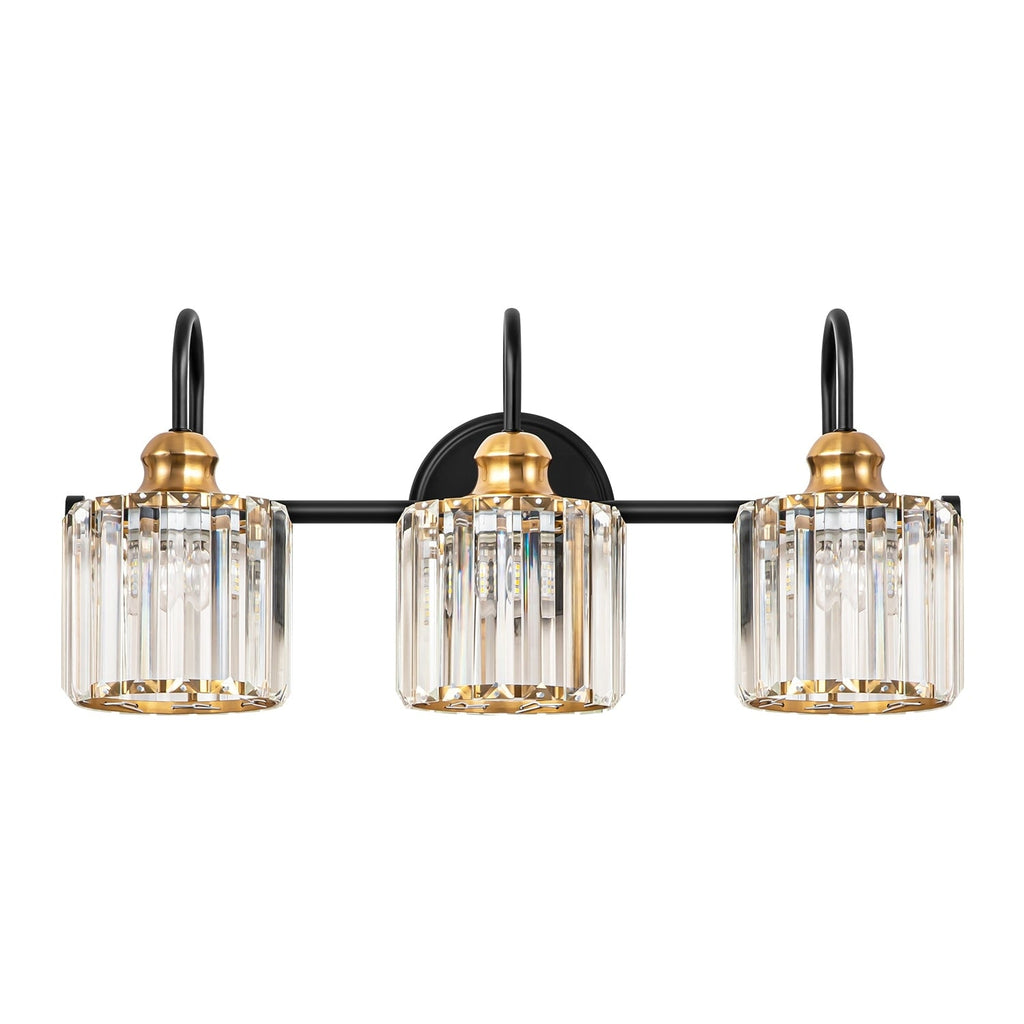 Éclairage de salle de bain moderne et élégant à 3/4 lumières, linéaire, à intensité variable, avec cristaux, à placer au-dessus du miroir.