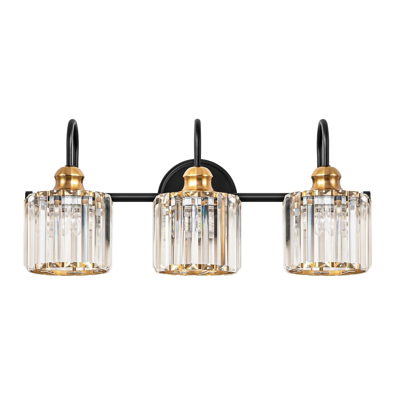 Éclairage de salle de bain moderne et élégant à 3/4 lumières, linéaire, à intensité variable, avec cristaux, à placer au-dessus du miroir.