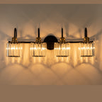 Éclairage de salle de bain moderne et élégant à 3/4 lumières, linéaire, à intensité variable, avec cristaux, à placer au-dessus du miroir.