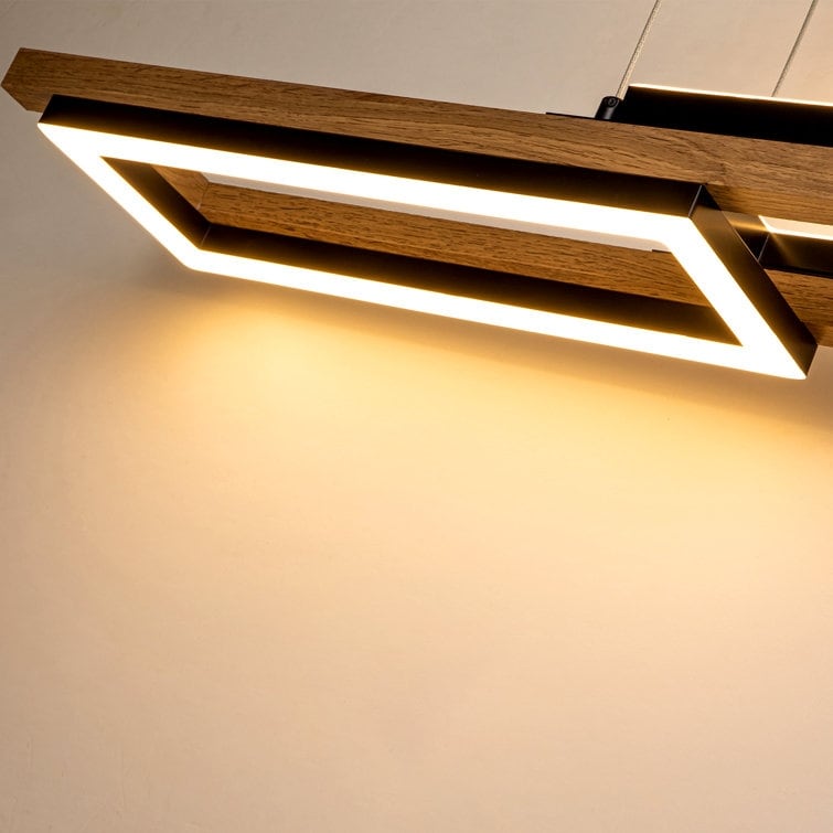 Suspension à LED intégrée linéaire en bois à 3/5 lumières pour îlot de cuisine