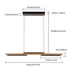 Suspension à LED intégrée linéaire en bois à 3/5 lumières pour îlot de cuisine