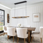 Suspension à LED intégrée linéaire en bois à 3/5 lumières pour îlot de cuisine