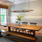 Suspension à LED intégrée linéaire en bois à 3/5 lumières pour îlot de cuisine