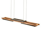 Suspension à LED intégrée linéaire en bois à 3/5 lumières pour îlot de cuisine