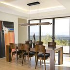 Suspension à LED intégrée linéaire en bois à 3/5 lumières pour îlot de cuisine