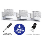 C Cattleya Luminaire de salle de bain à LED intégrée en acier inoxydable 3000K avec abat-jour en verre artistique - Chrome