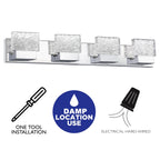 C Cattleya Luminaire de salle de bain à LED intégrée en acier inoxydable 3000K avec abat-jour en verre artistique - Chrome