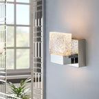 C Cattleya Luminaire de salle de bain à LED intégrée en acier inoxydable 3000K avec abat-jour en verre artistique - Chrome