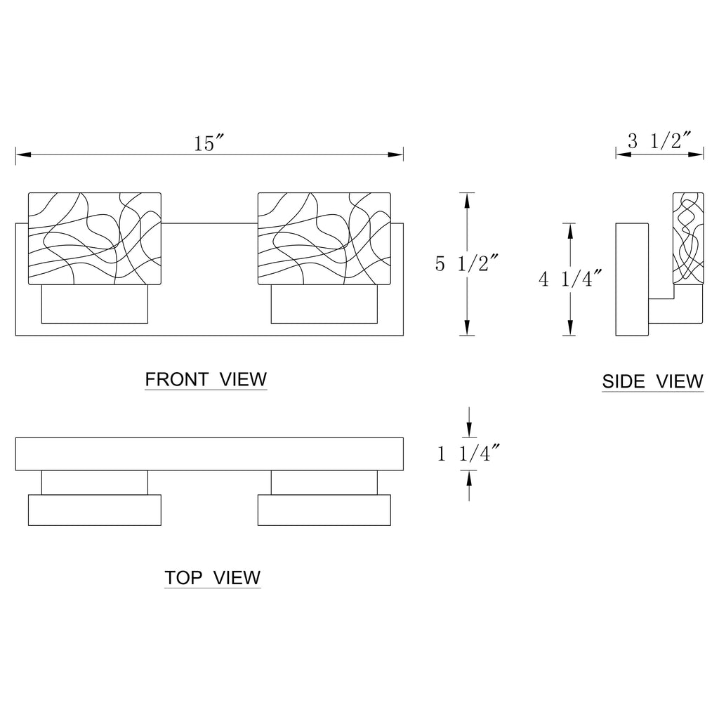 C Cattleya Luminaire de salle de bain à LED intégrée en acier inoxydable 3000K avec abat-jour en verre artistique - Chrome