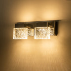 C Cattleya Luminaire de salle de bain à LED intégrée en acier inoxydable 3000K avec abat-jour en verre artistique - Chrome