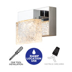 C Cattleya Luminaire de salle de bain à LED intégrée en acier inoxydable 3000K avec abat-jour en verre artistique - Chrome