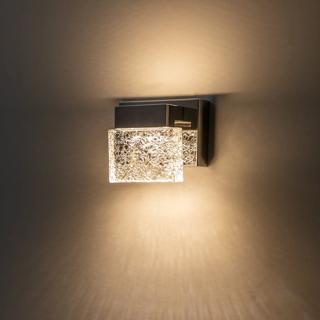 C Cattleya Luminaire de salle de bain à LED intégrée en acier inoxydable 3000K avec abat-jour en verre artistique - Chrome