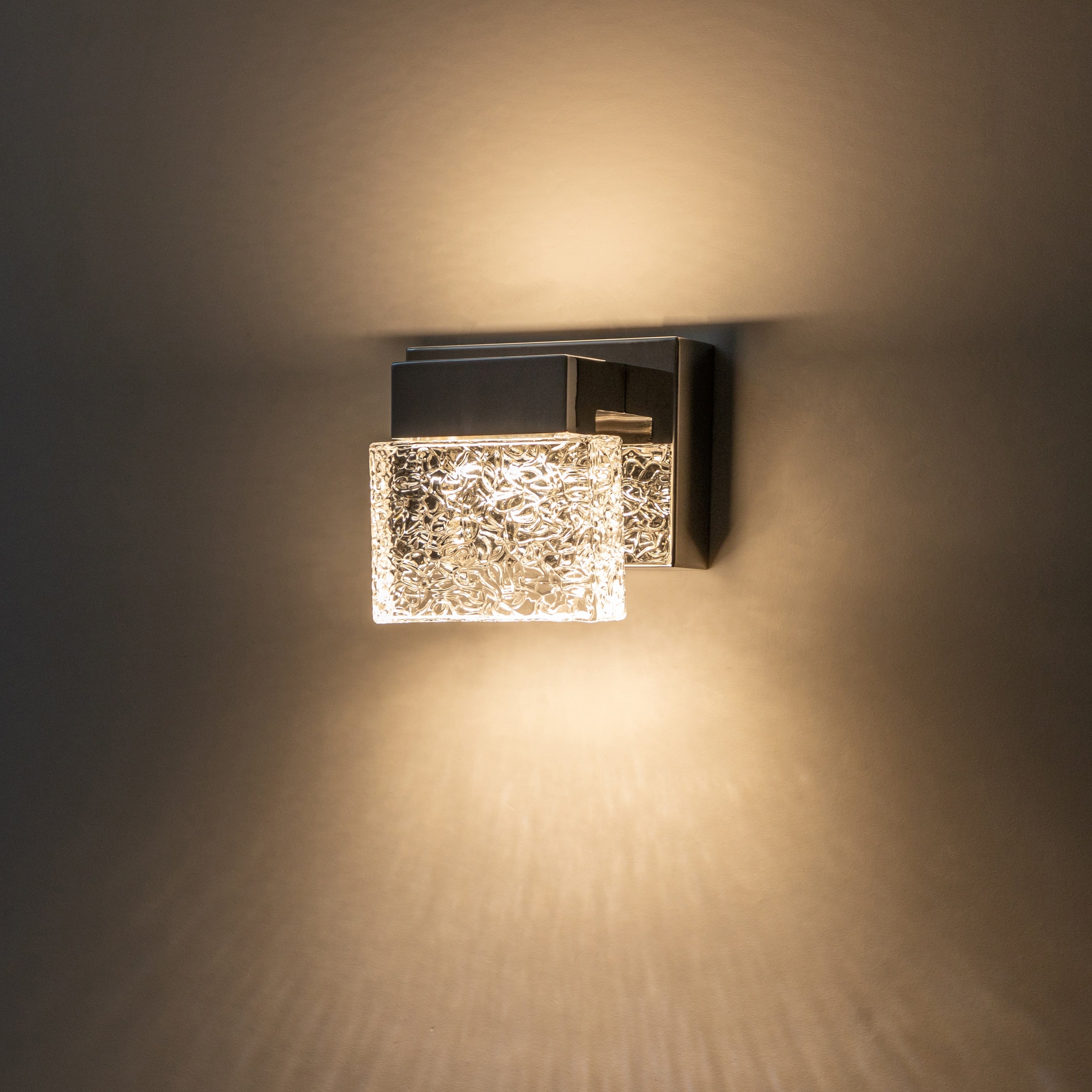 C Cattleya Luminaire de salle de bain à LED intégrée en acier inoxydable 3000K avec abat-jour en verre artistique - Chrome