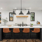 Suspension à 3 lumières à dôme de style industriel et rustique, en métal, pour îlot de cuisine, finition bronze huilé.