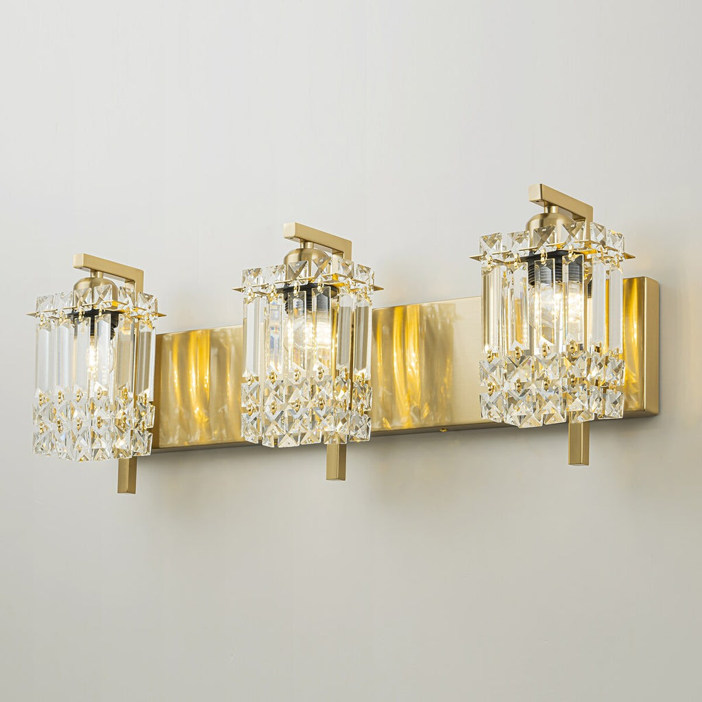 Éclairage de salle de bain moderne et glamour à 3 lumières, applique murale en cristal pour miroir
