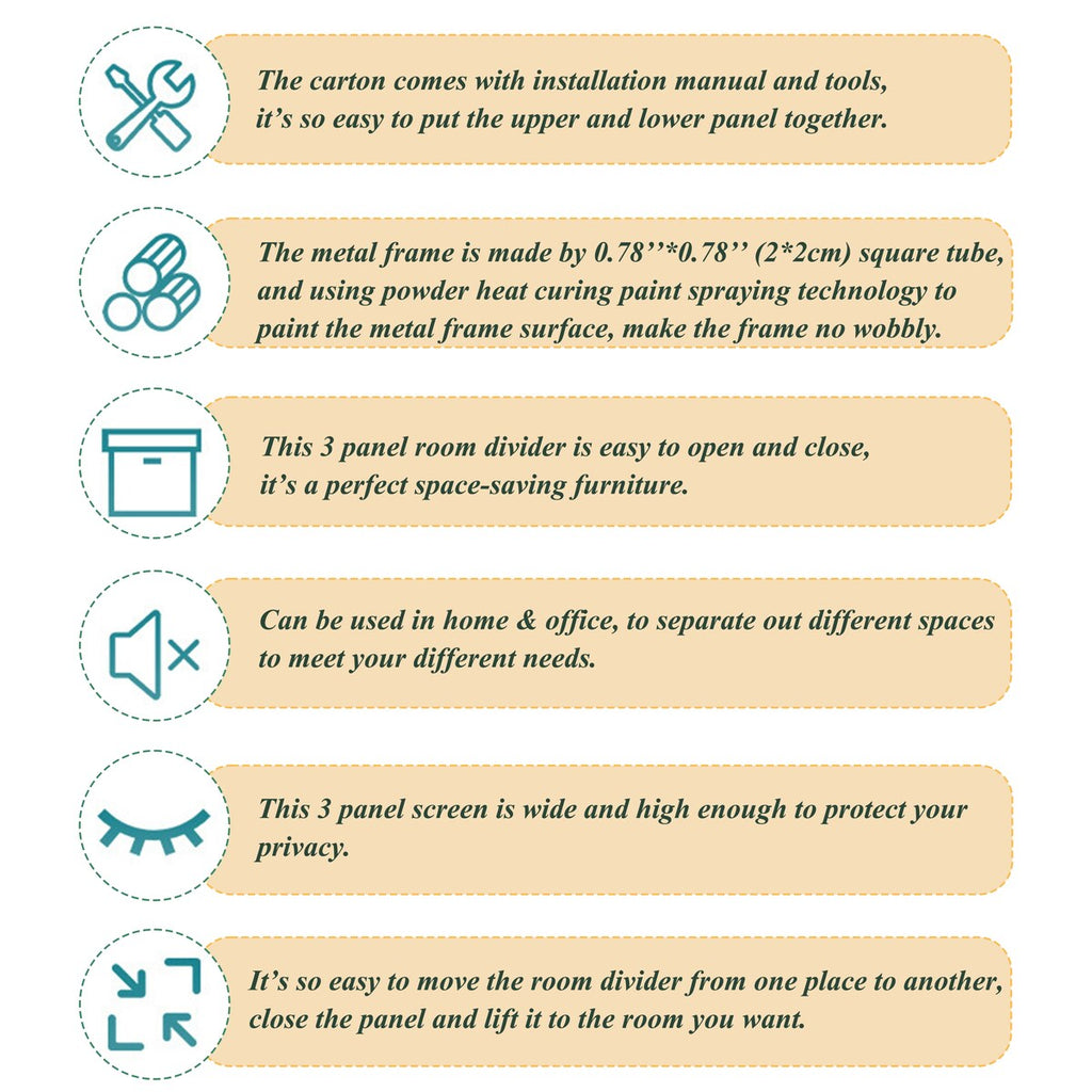 Écrans de séparation de pièce à 3 panneaux et pare-écran pliable en bois naturel, cloisons de séparation de pièce de 1,80 m pour séparer les pièces.