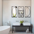 Ensemble de 3 miroirs rectangulaires muraux en métal noir - 80,5 H x 40 L x 1,9 l (cm)