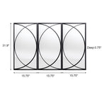 Ensemble de 3 miroirs rectangulaires muraux en métal noir - 80,5 H x 40 L x 1,9 l (cm)
