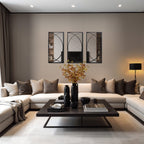 Ensemble de 3 miroirs rectangulaires muraux en métal noir - 80,5 H x 40 L x 1,9 l (cm)