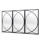 Ensemble de 3 miroirs rectangulaires muraux en métal noir - 80,5 H x 40 L x 1,9 l (cm)