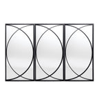 Ensemble de 3 miroirs rectangulaires muraux en métal noir - 80,5 H x 40 L x 1,9 l (cm)