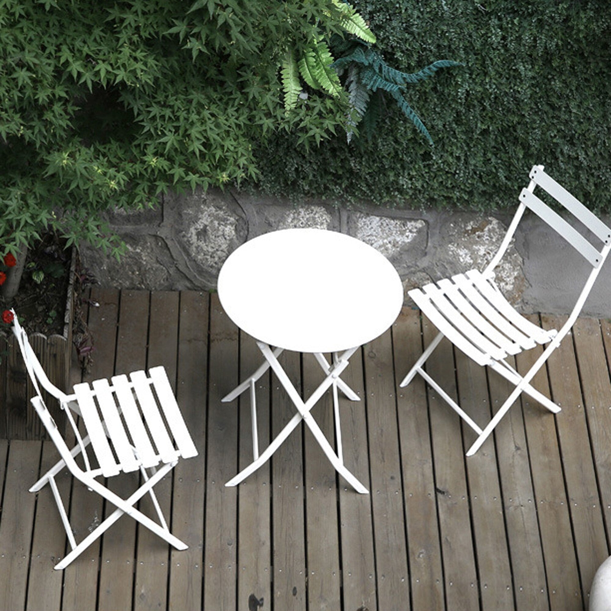 Ensemble bistro minimaliste 3 pièces pour patio : table ronde pliable et chaises