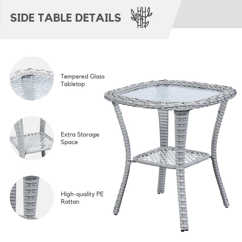 Gymojoy Ensemble de 3 pièces en rotin pour extérieur, chaise basculante pivotante avec coussin et table.