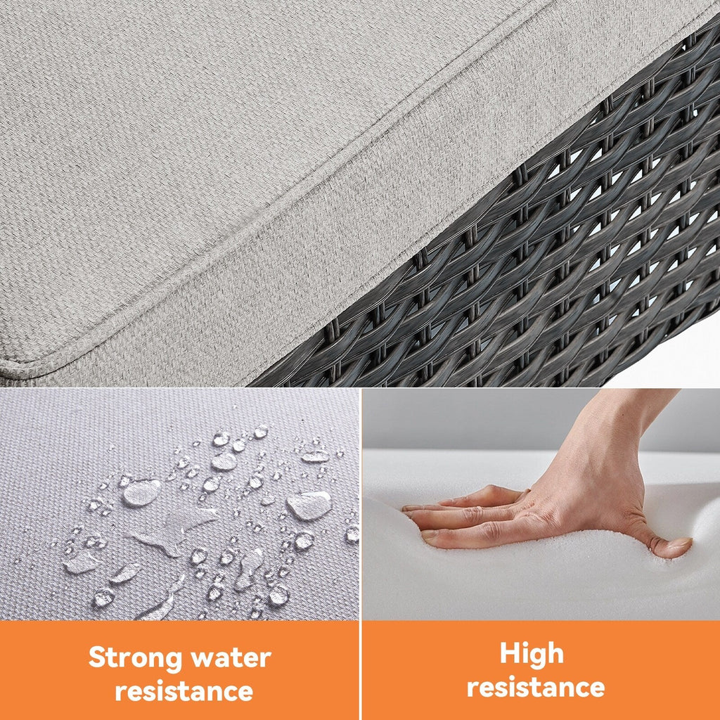 Gymojoy Ensemble de 3 pièces en rotin pour extérieur, chaise basculante pivotante avec coussin et table.