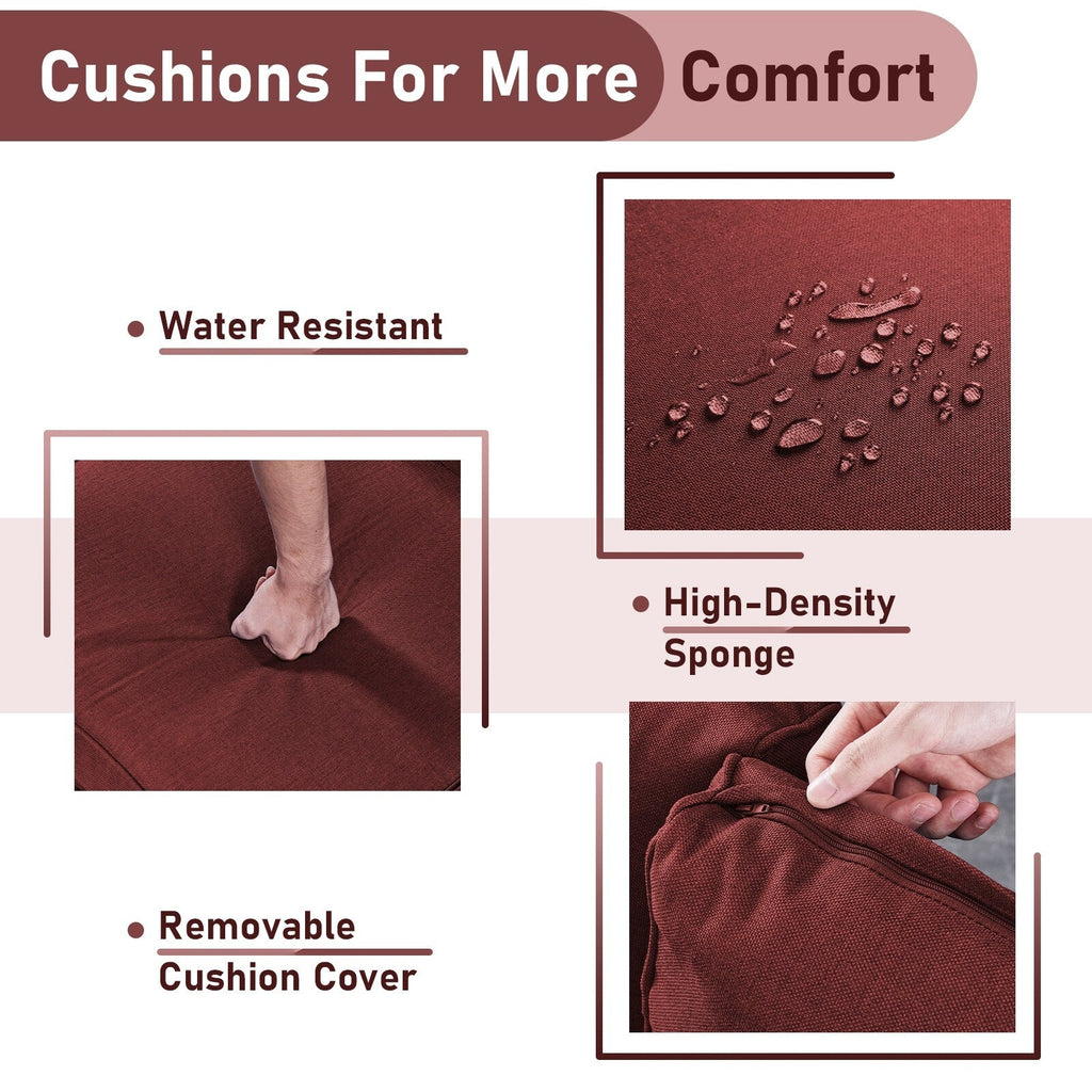 Gymojoy Ensemble de 3 pièces en rotin pour extérieur, chaise basculante pivotante avec coussin et table.