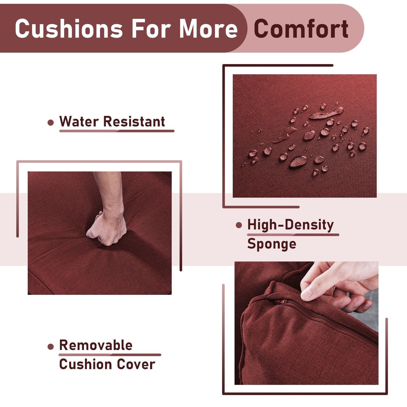 Gymojoy Ensemble de 3 pièces en rotin pour extérieur, chaise basculante pivotante avec coussin et table.