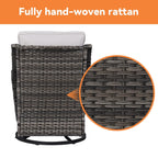 Gymojoy Ensemble de 3 pièces en rotin pour extérieur, chaise basculante pivotante avec coussin et table.