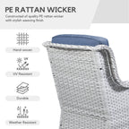 Gymojoy Ensemble de 3 pièces en rotin pour extérieur, chaise basculante pivotante avec coussin et table.