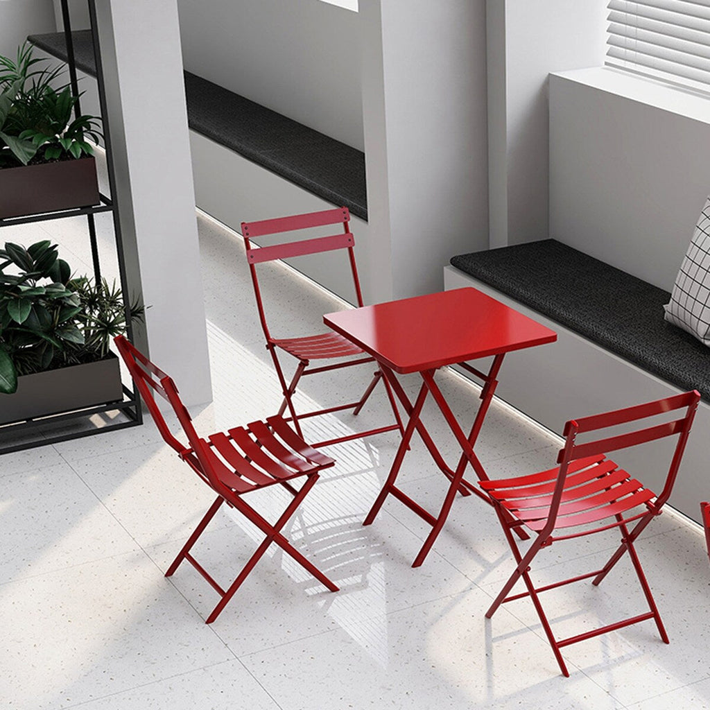 Ensemble bistro minimaliste 3 pièces pour patio : table carrée pliable et chaises